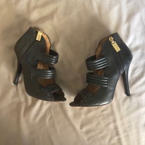 Lamb Gwen Stefani Zea Black Leather Booties seen on Kim Kardashian